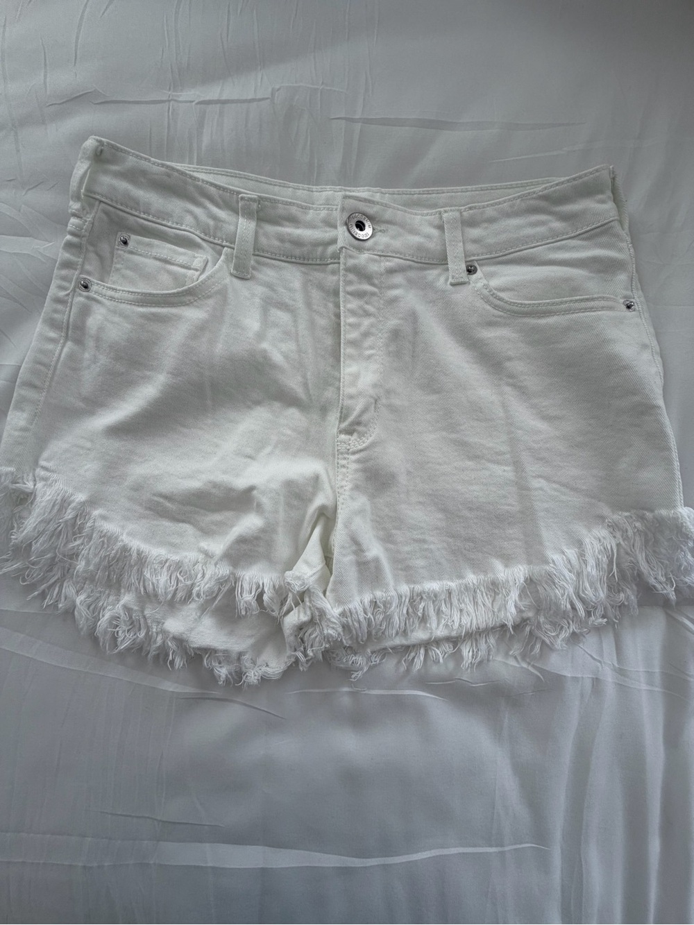 INC White Frayed Hem Women’s Denim Shorts
